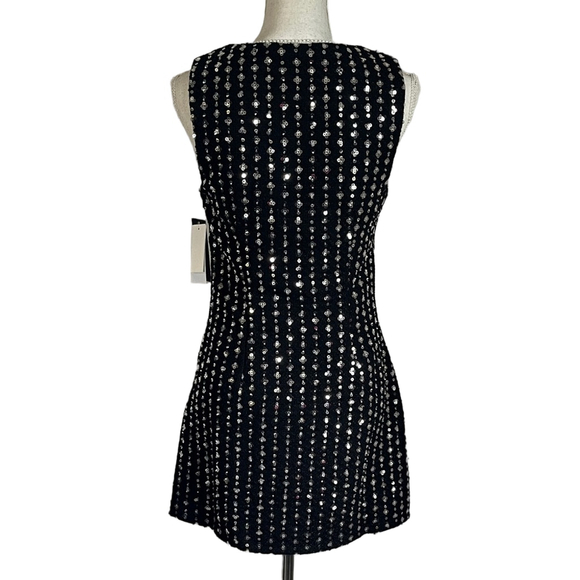 Seni & Cade Black Sequin V-Neck Mini Dress - Picture 2 of 7